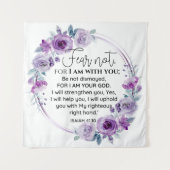 イザヤ41:10恐怖ではなく紫のフローラ聖なる書物、 経典 タペストリー (正面)