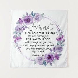 イザヤ41:10恐怖ではなく紫のフローラ聖なる書物、 経典 タペストリー