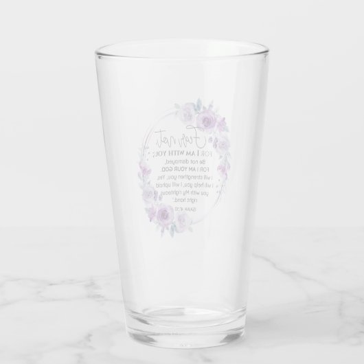 イザヤ41:10恐怖ではなく紫のフローラ聖なる書物、 経典 タンブラーグラス (裏面)