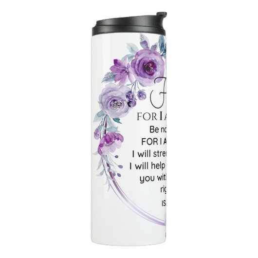 イザヤ41:10恐怖ではなく紫のフローラ聖なる書物、 経典 タンブラー (回転左)