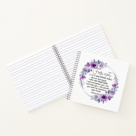 イザヤ41:10恐怖ではなく紫のフローラ聖なる書物、 経典 ノートブック (内部)