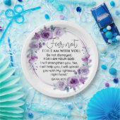 イザヤ41:10恐怖ではなく紫のフローラ聖なる書物、 経典 ペーパープレート (パーティー)