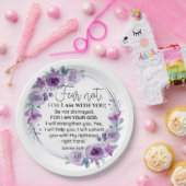 イザヤ41:10恐怖ではなく紫のフローラ聖なる書物、 経典 ペーパープレート (パーティー)