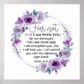 イザヤ41:10恐怖ではなく紫のフローラ聖なる書物、 経典 ポスター (正面)