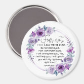 イザヤ41:10恐怖ではなく紫のフローラ聖なる書物、 経典 マグネット (正面/裏面)