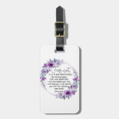 イザヤ41:10恐怖ではなく紫のフローラ聖なる書物、 経典 ラゲッジタグ (正面縦)