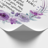 イザヤ41:10恐怖ではなく紫のフローラ聖なる書物、 経典 ラッピングペーパー (角)