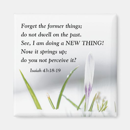 イザヤ43:18わたしは新しいもの聖書の聖句をやっている マグネット (正面)
