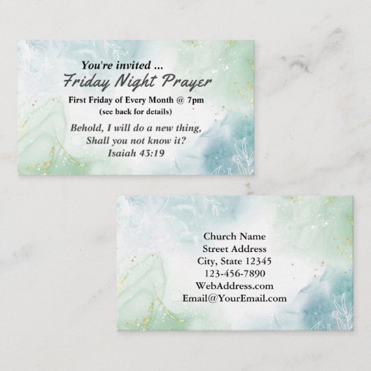 イザヤ43:19わたしは新しいものを教会のチラシにするであろう 名刺 (正面/裏面)