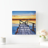 イザヤ43:19聖書の聖句の芸術 スクエア壁時計 (ホーム)