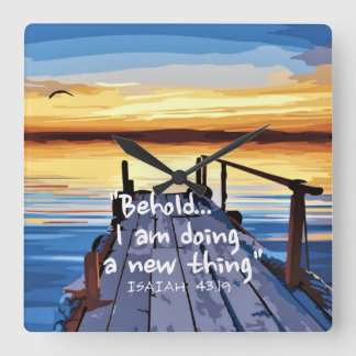 イザヤ43:19聖書の聖句の芸術 スクエア壁時計