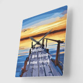 イザヤ43:19聖書の聖句の芸術 スクエア壁時計 (傾斜)