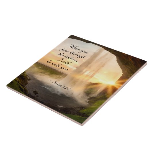 イザヤ43:2あなたがたは水を通り抜ける時に聖書 タイル (側面)