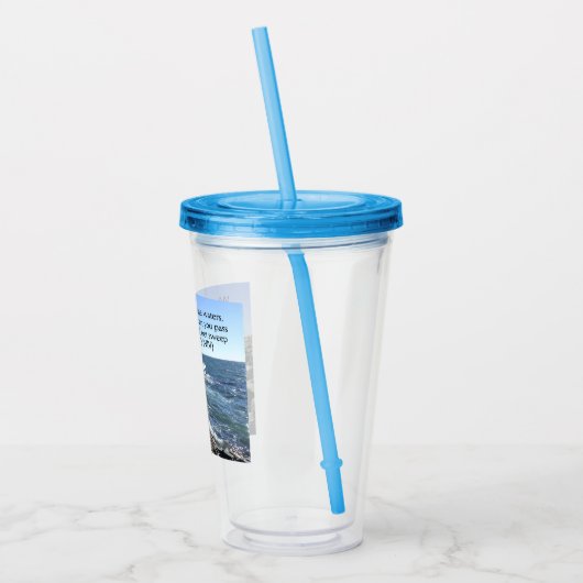 イザヤ43:2わたしはあなた方と一緒にいる海の写真 アクリルタンブラー (左)
