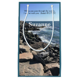 イザヤ43:2わたしはあなた方と一緒にいる海の写真 スモールペーパーバッグ
