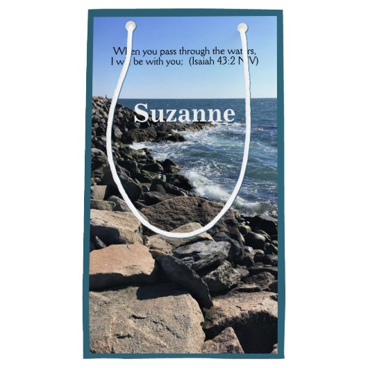 イザヤ43:2わたしはあなた方と一緒にいる海の写真 スモールペーパーバッグ (正面)