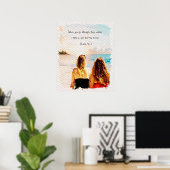 イザヤ43 2水彩母娘の海の景色 ポスター (ホームオフィス)