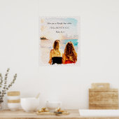 イザヤ43 2水彩母娘の海の景色 ポスター (キッチン)