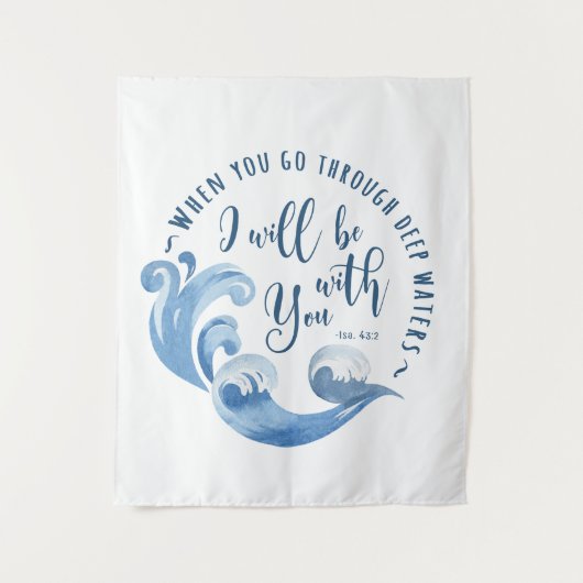 イザヤ43:2海波 タペストリー (正面)