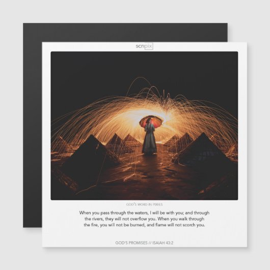 イザヤ43:2神の約束スクリピックス磁気カード マグネット招待状 (正面/裏面)