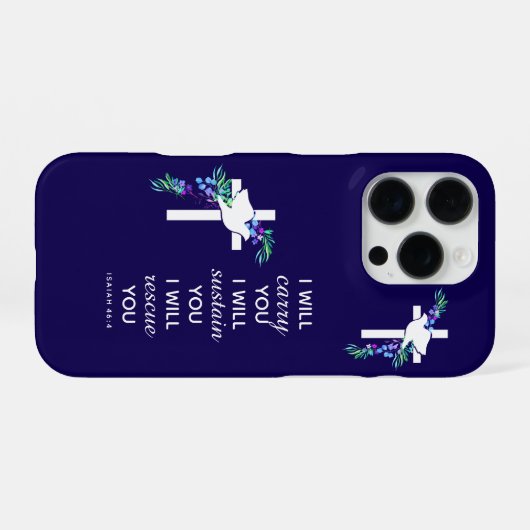 イザヤ46:4クロス感動的フォンのケース iPhoneケース (裏面横)