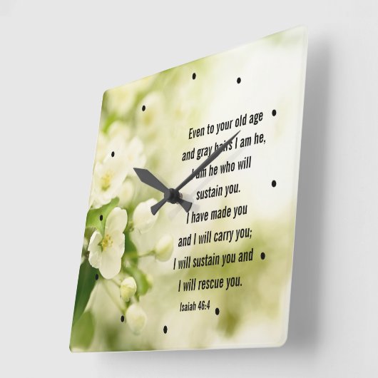 イザヤ46:4私はあなたを支えてくれる者です スクエア壁時計 (傾斜)