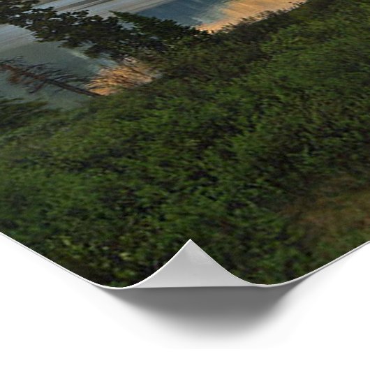 イザヤ49:13山の夕日 ポスター (角)