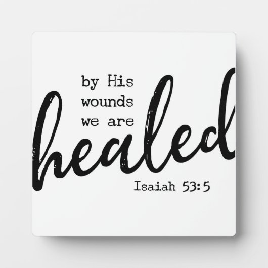 イザヤ53:5癒されたバイブル聖なる書物、 経典ファームハウスサイン フォトプラーク (正面)