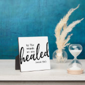 イザヤ53:5癒されたバイブル聖なる書物、 経典ファームハウスサイン フォトプラーク (インサイチュ)