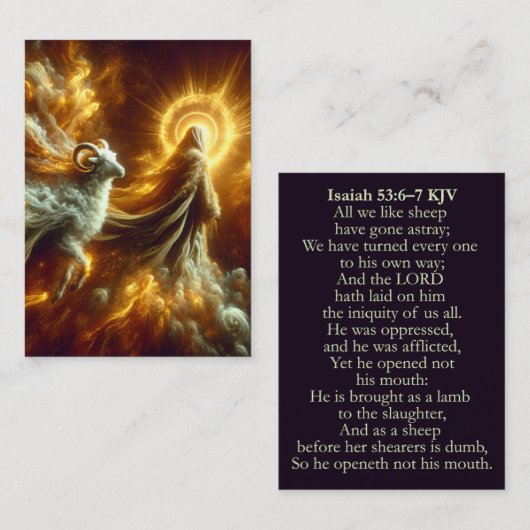 イザヤ53:6-7 KJVカード – 屠殺する子羊 名刺 (正面/裏面)