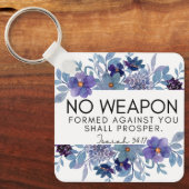 イザヤ54:17武器なしクリスチャン紫フローラ キーホルダー (正面)