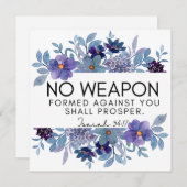 イザヤ54:17武器なしクリスチャン紫フローラ シーズンカード (正面/裏面)