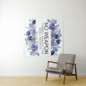 イザヤ54:17武器なしクリスチャン紫フローラ タペストリー (インサイチュ(横))