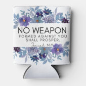 イザヤ54:17武器なしクリスチャン紫フローラ 缶クーラー (正面)