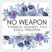 イザヤ54:17武器のキリスト教のフローラなし スクエアシール (正面)