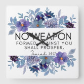 イザヤ54:17武器のキリスト教のフローラなし スクエア壁時計 (正面)