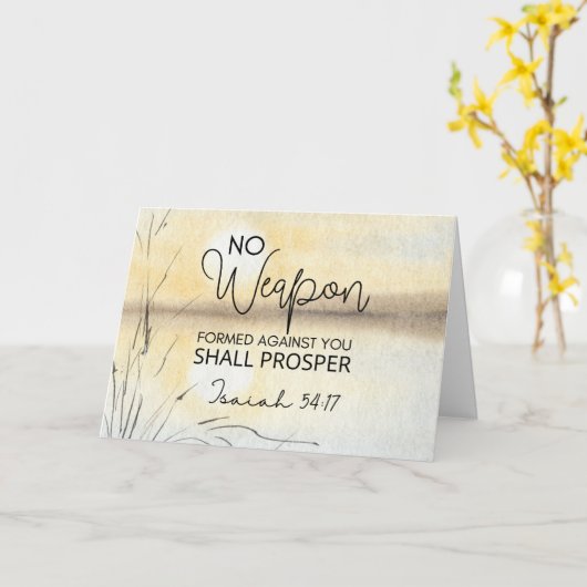 イザヤ54 17聖書に対して武器は形成されなかった カード (黄色い花)