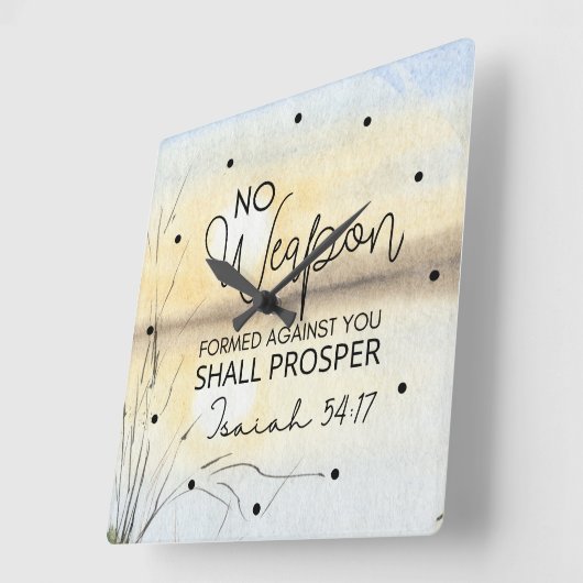 イザヤ54 17聖書に対して武器は形成されなかった スクエア壁時計 (傾斜)