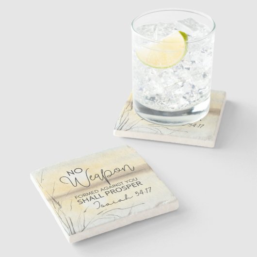 イザヤ54 17聖書に対して武器は形成されなかった ストーンコースター (横)