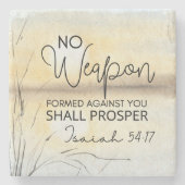 イザヤ54 17聖書に対して武器は形成されなかった ストーンコースター (正面)