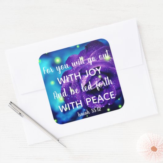 イザヤ55:12クリスチャン感動的ステッカー スクエアシール (封筒)