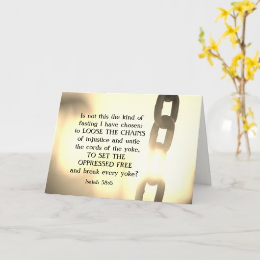イザヤ58:6わたしは断食の種類を選んだ カード (黄色い花)