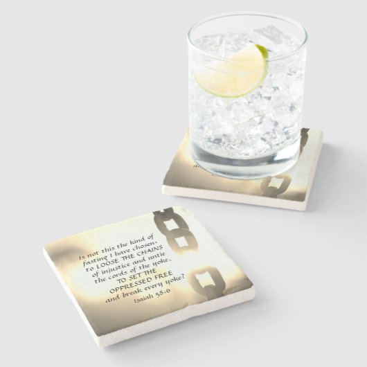 イザヤ58:6わたしは断食の種類を選んだ ストーンコースター (横)