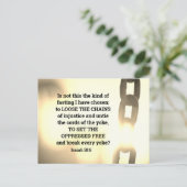 イザヤ58:6わたしは断食の種類を選んだ ポストカード (スタンド正面)