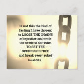 イザヤ58:6わたしは断食の種類を選んだ ポストカード (正面)