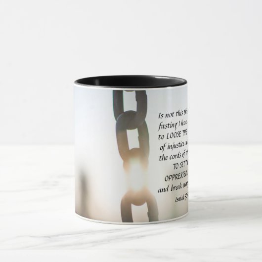 イザヤ58:6わたしは断食の種類を選んだ マグカップ (中央)