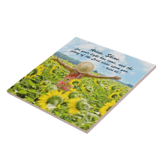 イザヤ60:1あなたの光のために輝きを生まれ来る タイル (側面)