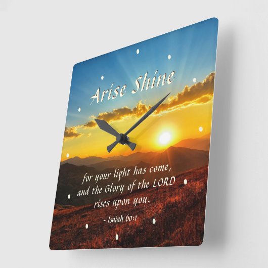 イザヤ60:1立ち上がる輝きあなたの光は聖書を持っ来ている スクエア壁時計 (傾斜)