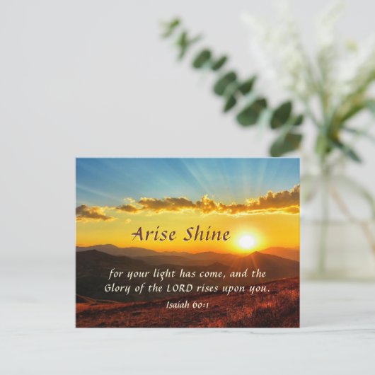 イザヤ60:1立ち上がる輝きあなたの光は聖書を持っ来ている ポストカード (スタンド正面)
