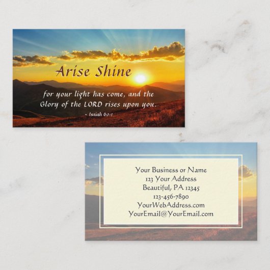 イザヤ60:1立ち上がる輝きあなたの光は聖書を持っ来ている 名刺 (正面/裏面)